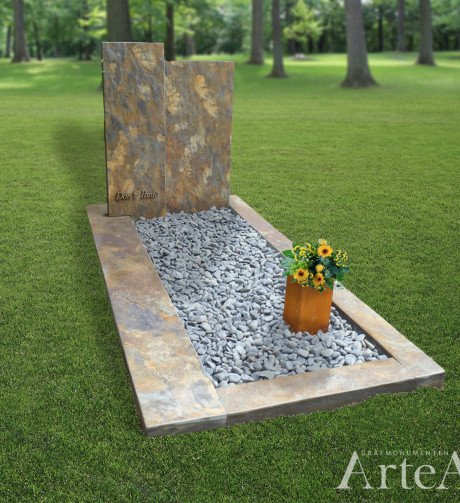 Natuurlijke grafsteen leisteen Buren