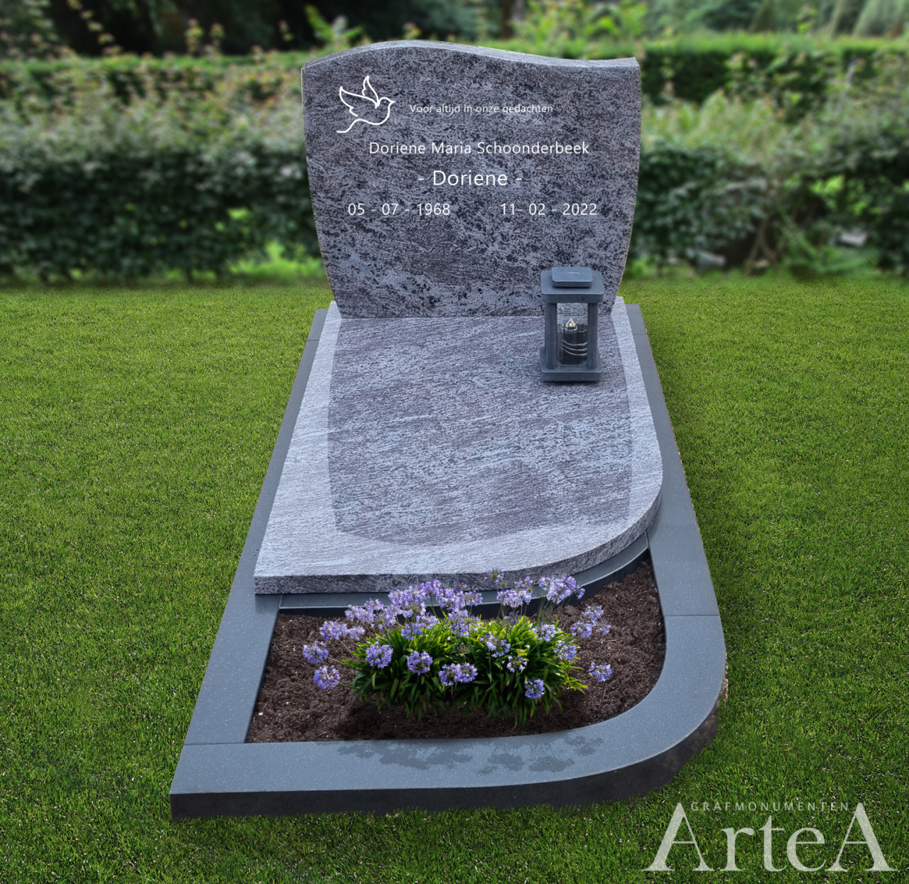 Grafsteen in lila kleur golfkop