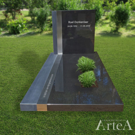 Moderne grafsteen met rvs