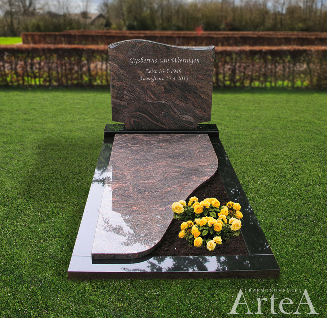 Grafsteen klassiek met golfvorm