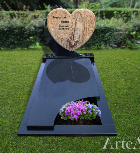 Grafsteen met gebroken hart