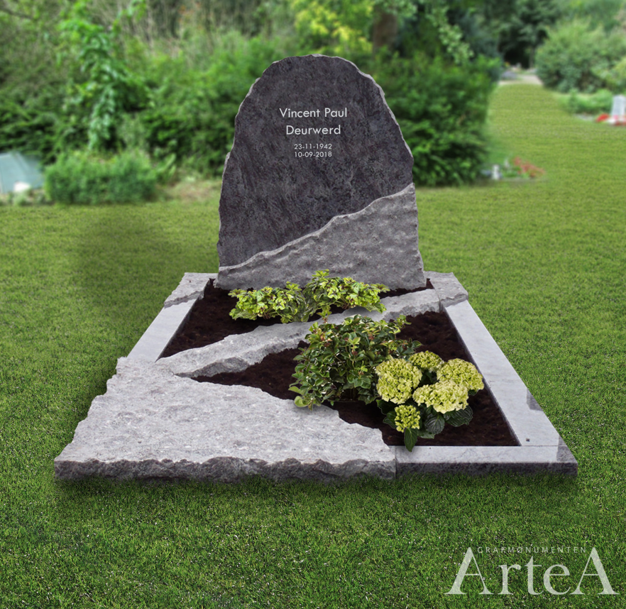 Grafsteen kopen met ruw gekapt graniet