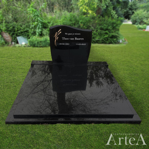 traditionele grafsteen graniet zwart dubbel