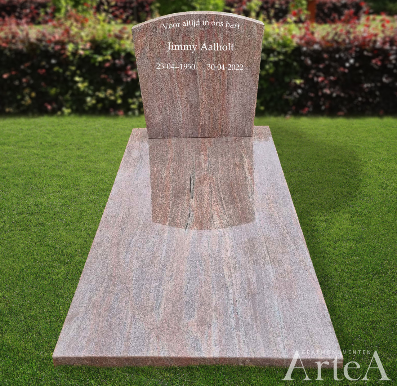 eenvoudige zalm kleur grafsteen