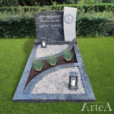 Grafsteen eenvoudig met bloem