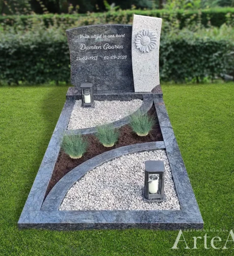 Grafsteen eenvoudig met bloem