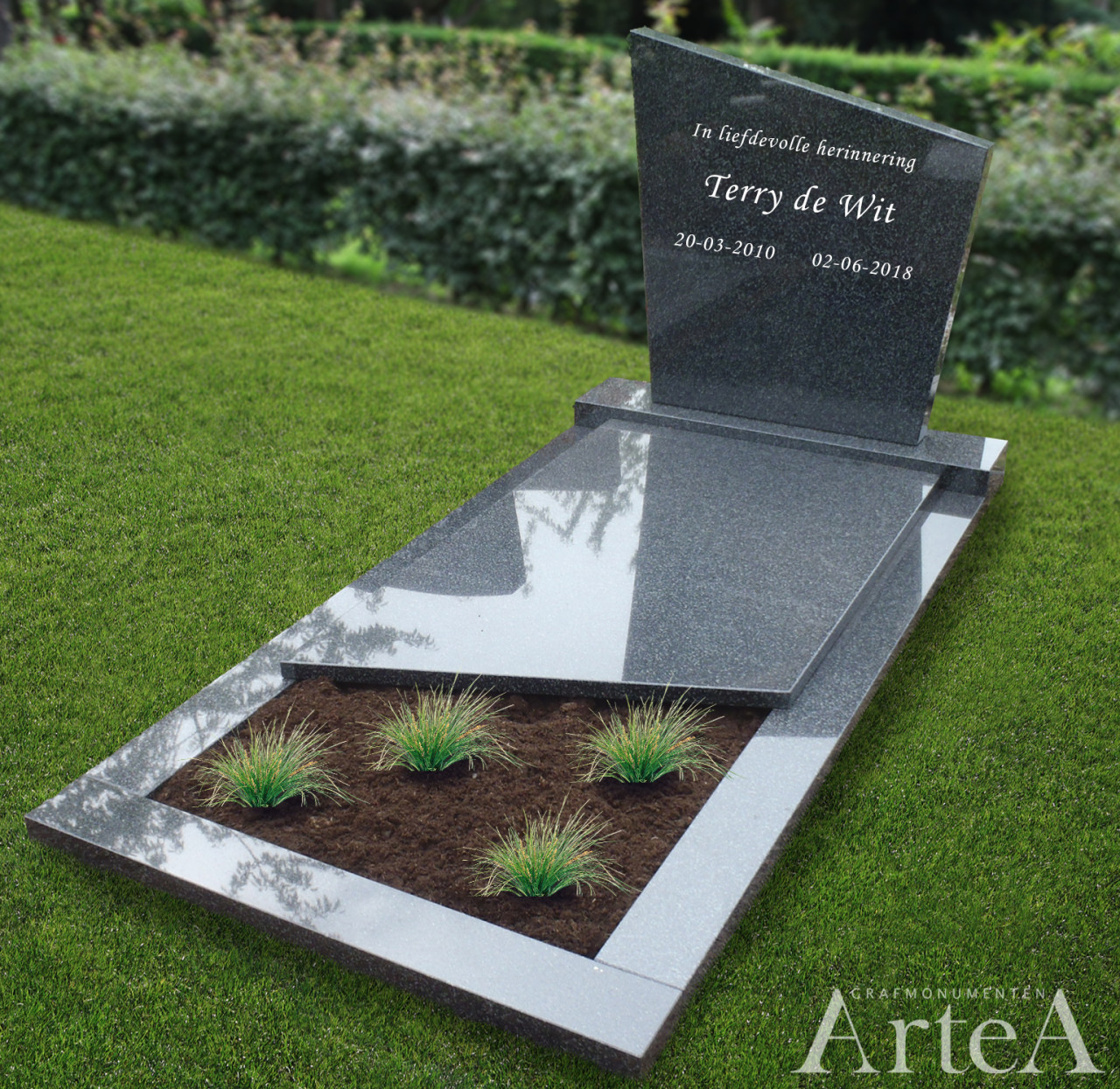 Goedkope grafsteen in donkergrijs graniet