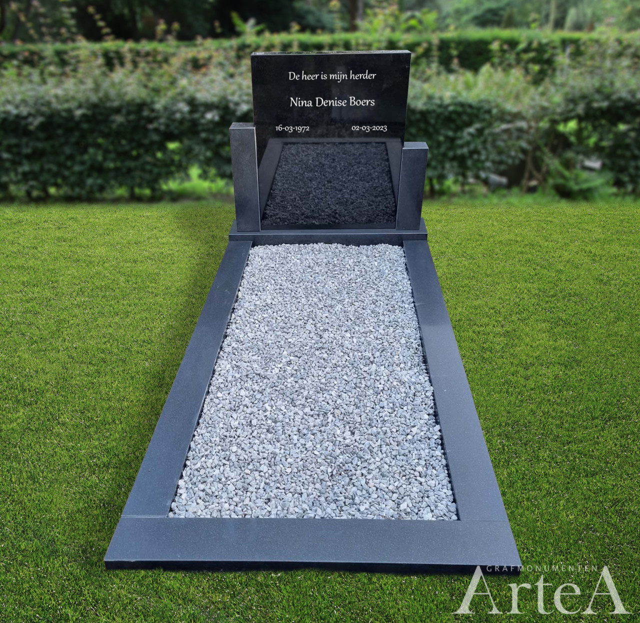 goekope eenvoudige grafsteen met grind