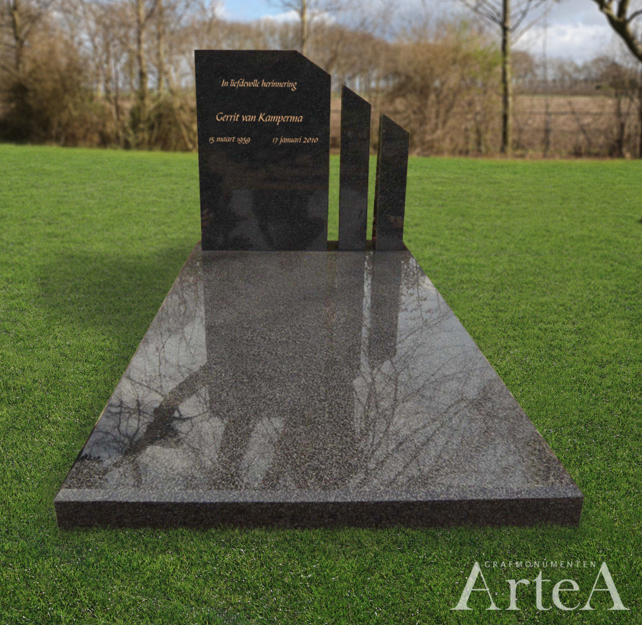 Eenvoudige grafsteen met zuilen