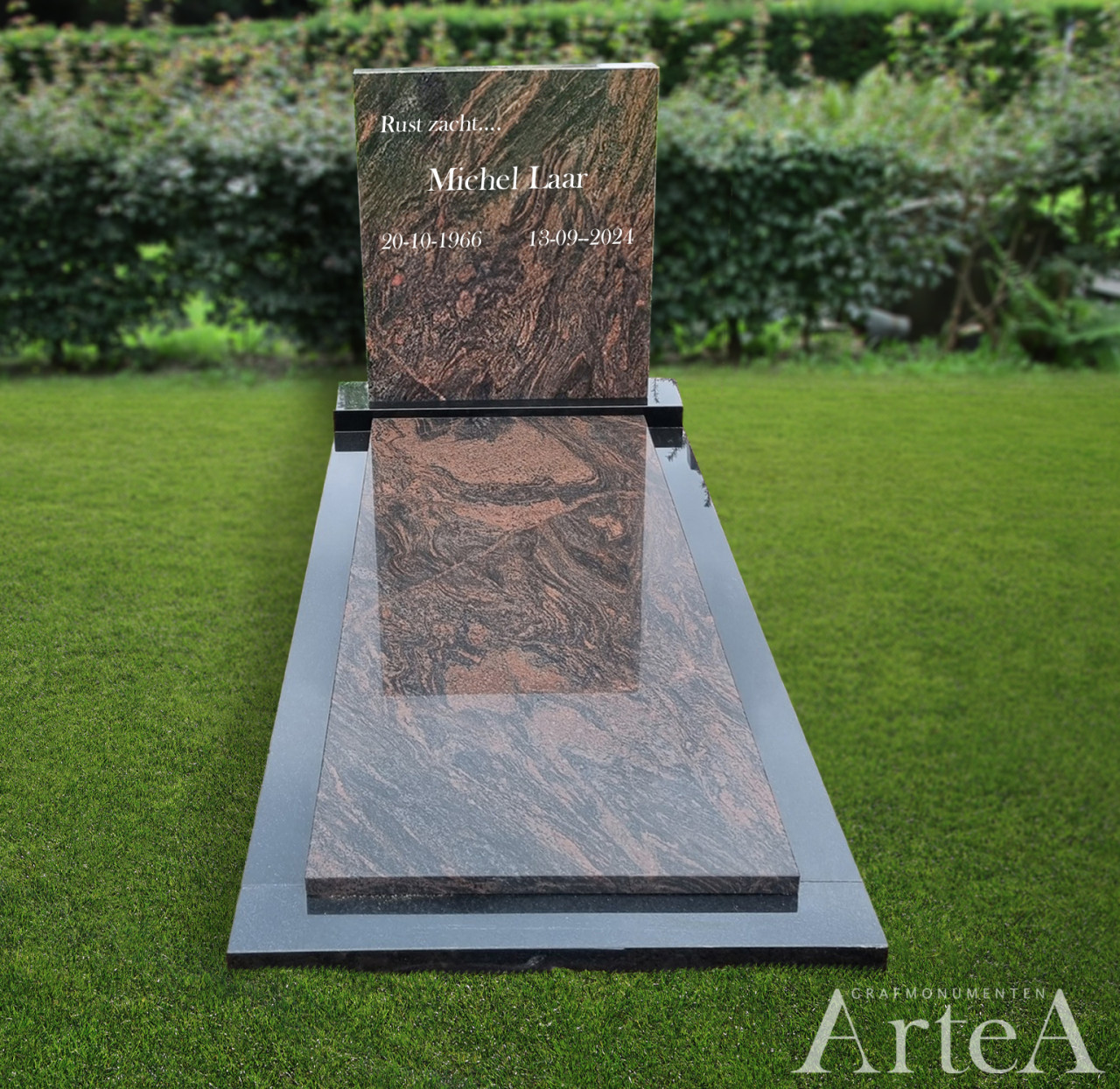 goedkope grafsteen in rood bruine kleur