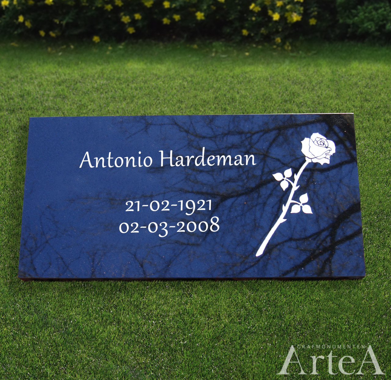 Letterplaat van zwart graniet kopen