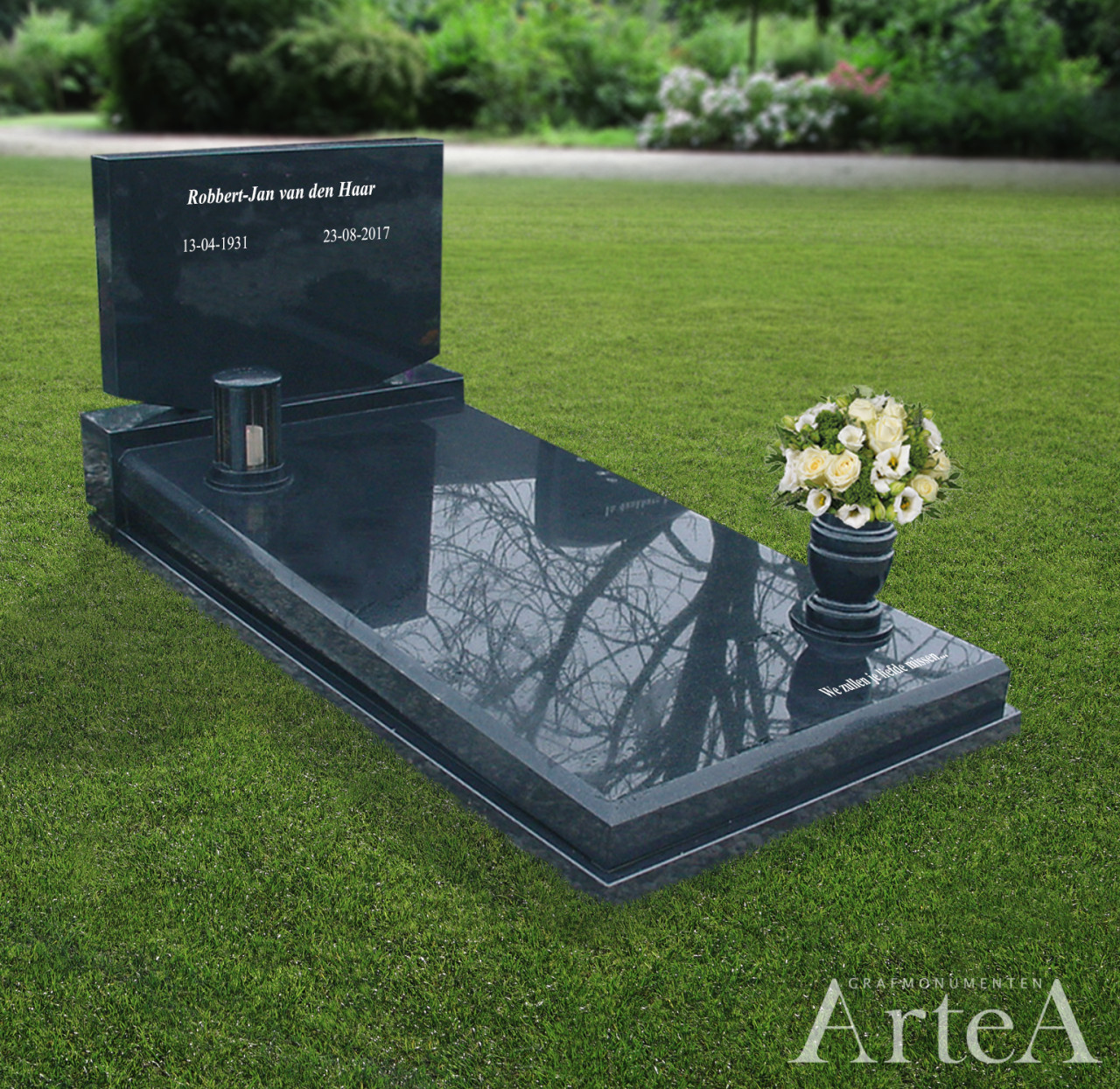 Grafzerk van zwart graniet