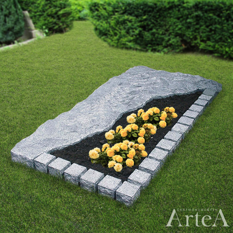 Grafzerk liggend grafmonument met ruwe kanten en klinkers