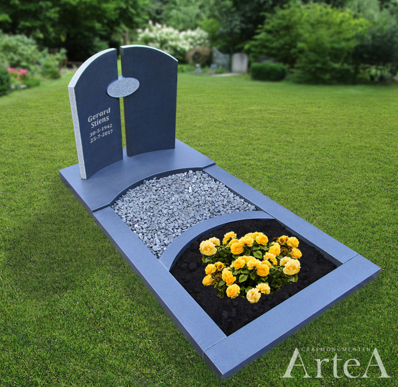 Traditionele grafsteen van mat graniet