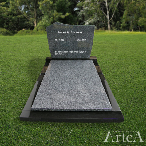 Grafmonument zwart grijs grafsteen van graniet basis model goedkoop