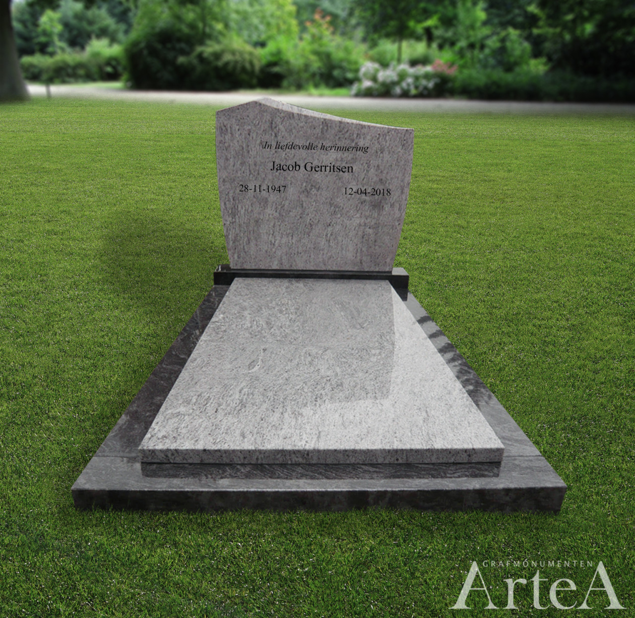 grafmonumenten zwart met wit en grijs grafstenen met tekst