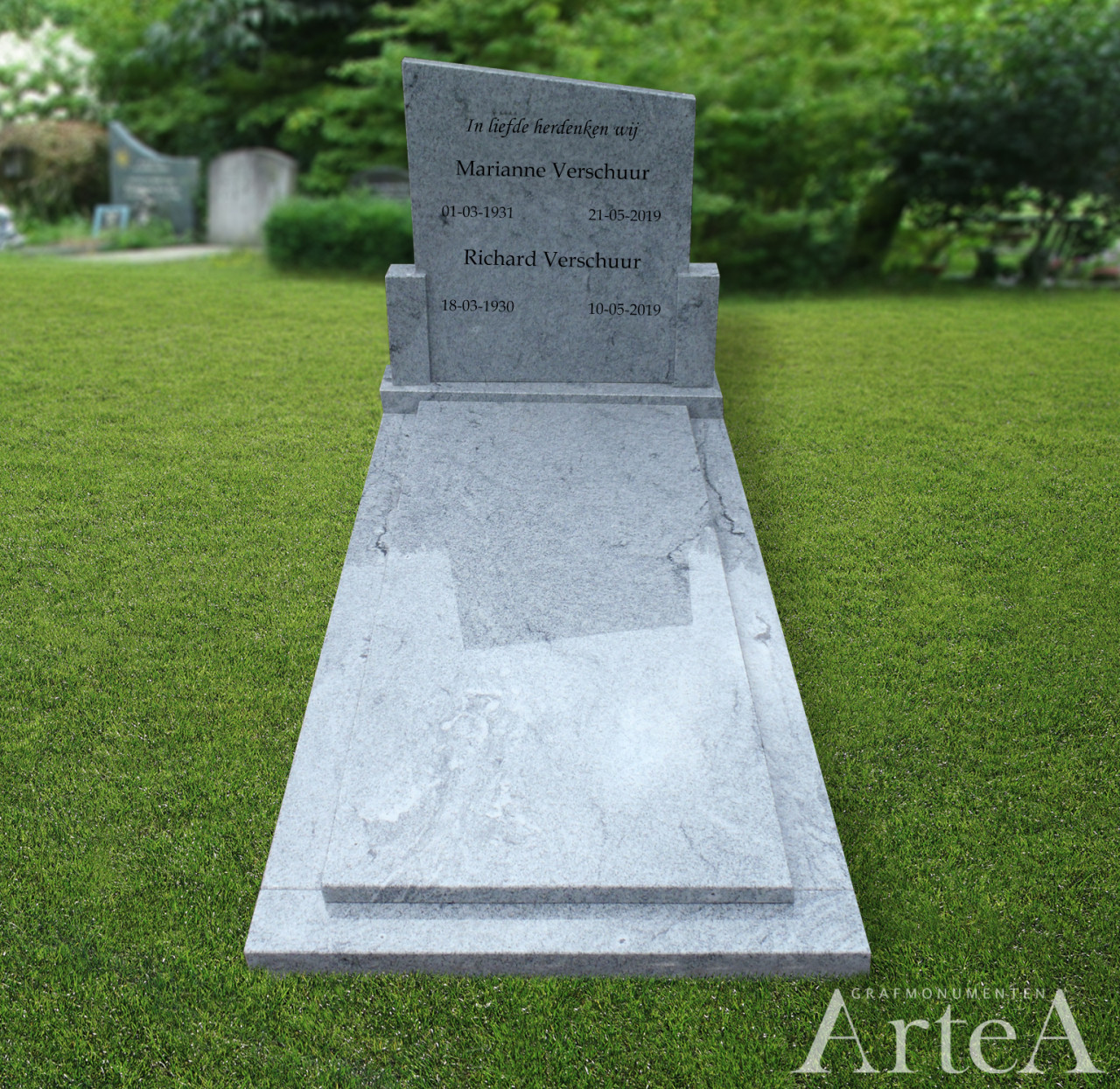 Grafmonument basis wit graniet traditioneel en goedkoop
