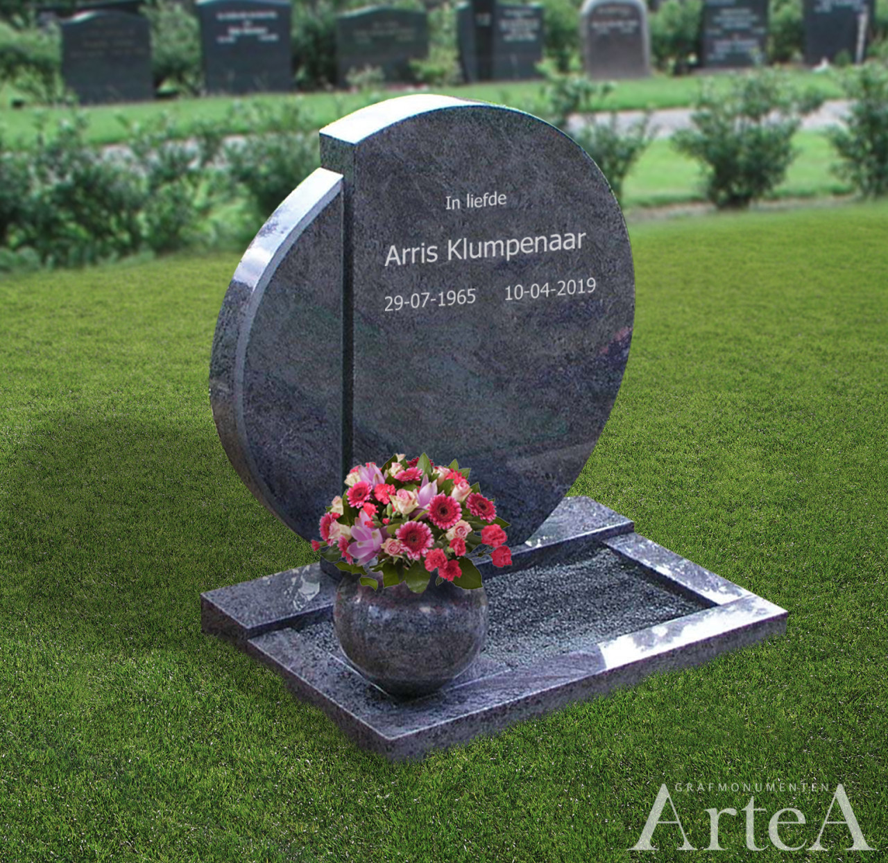 Grafmonument blauw grijs graniet