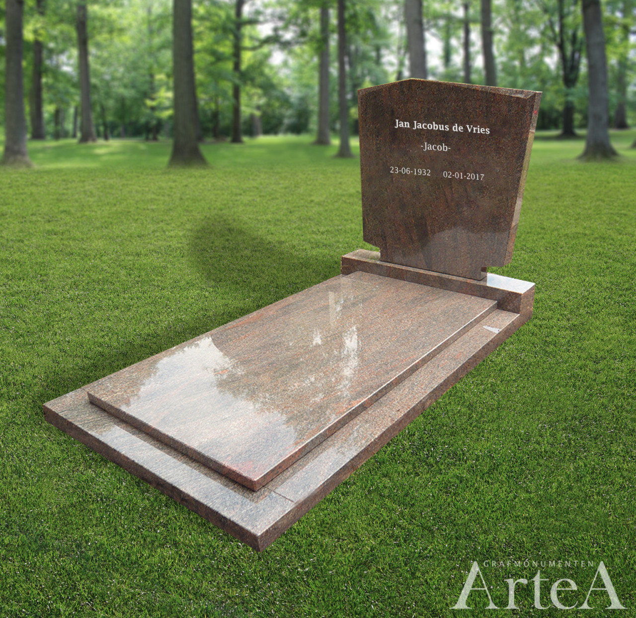 Grafmonument bruin basis goedkope grafsteen MBS 75