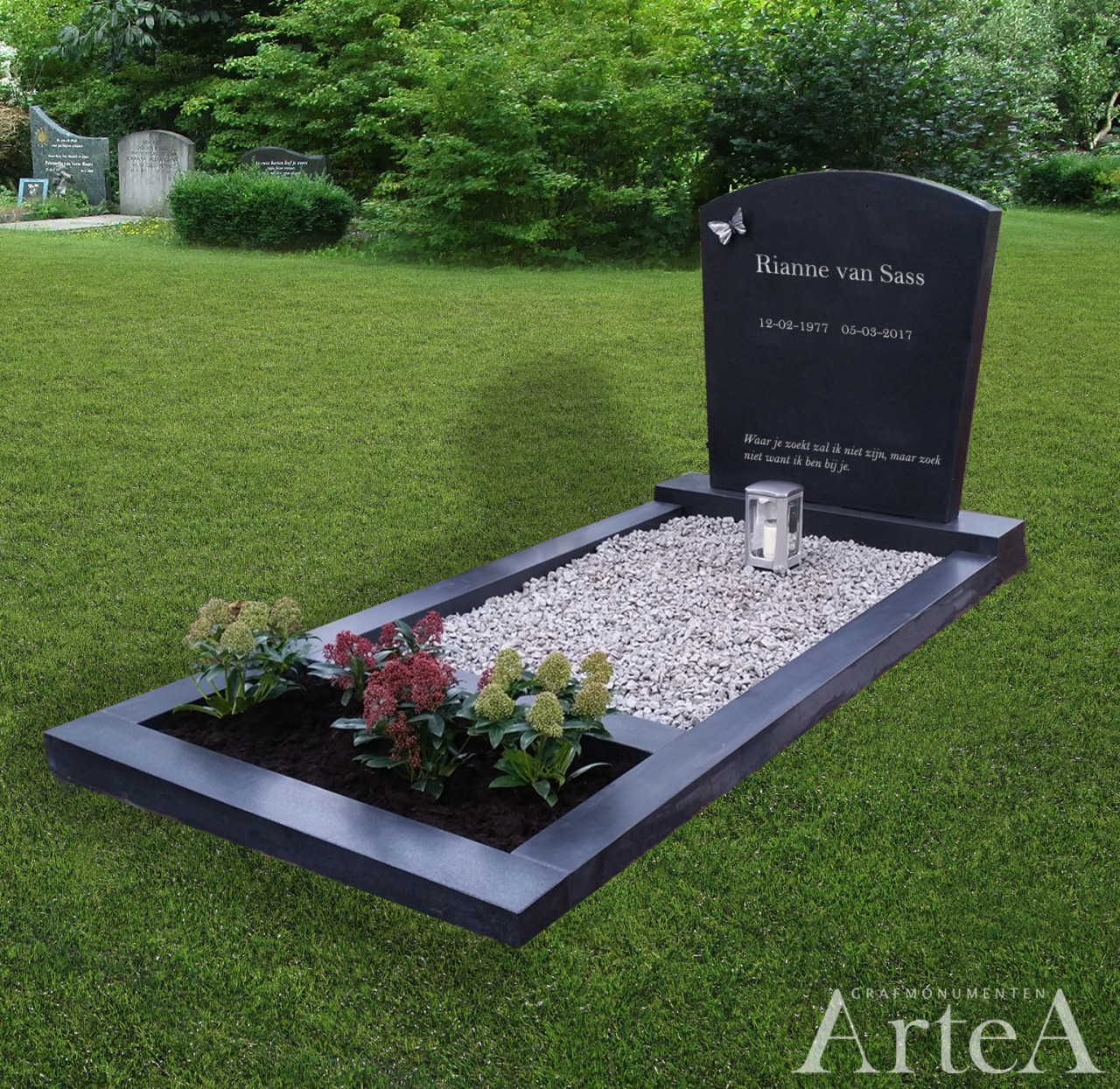 Grafmonument gezoet basis omranding grafsteen
