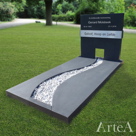 moderne grafsteen met rvs