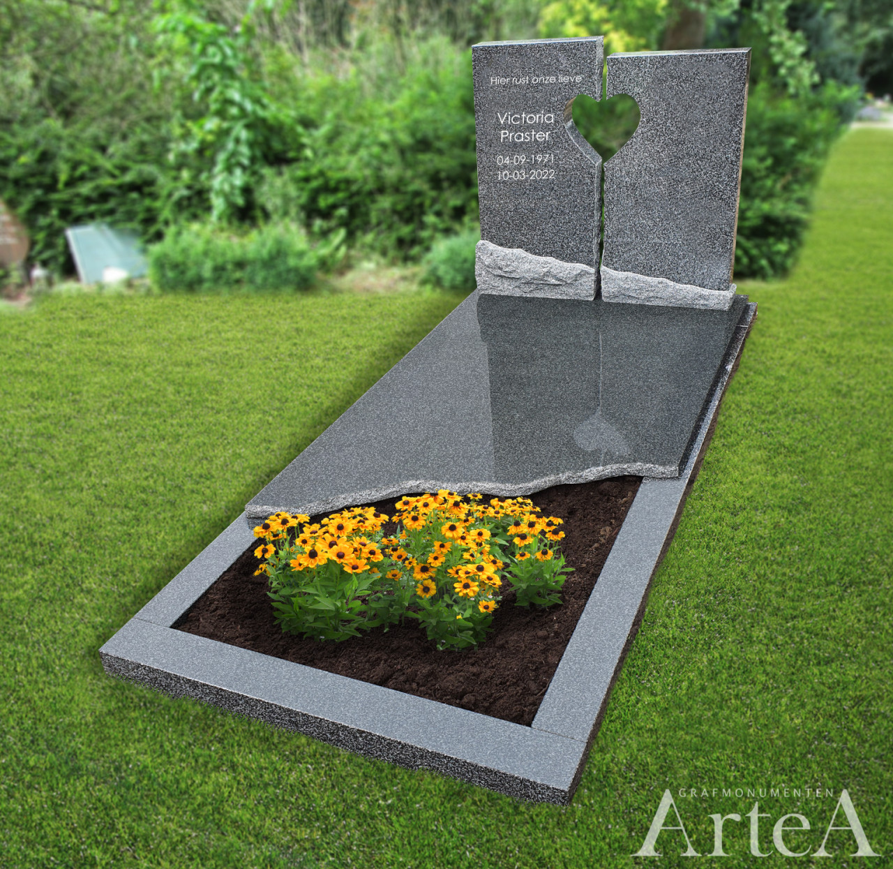 grafmonument met hartvorm