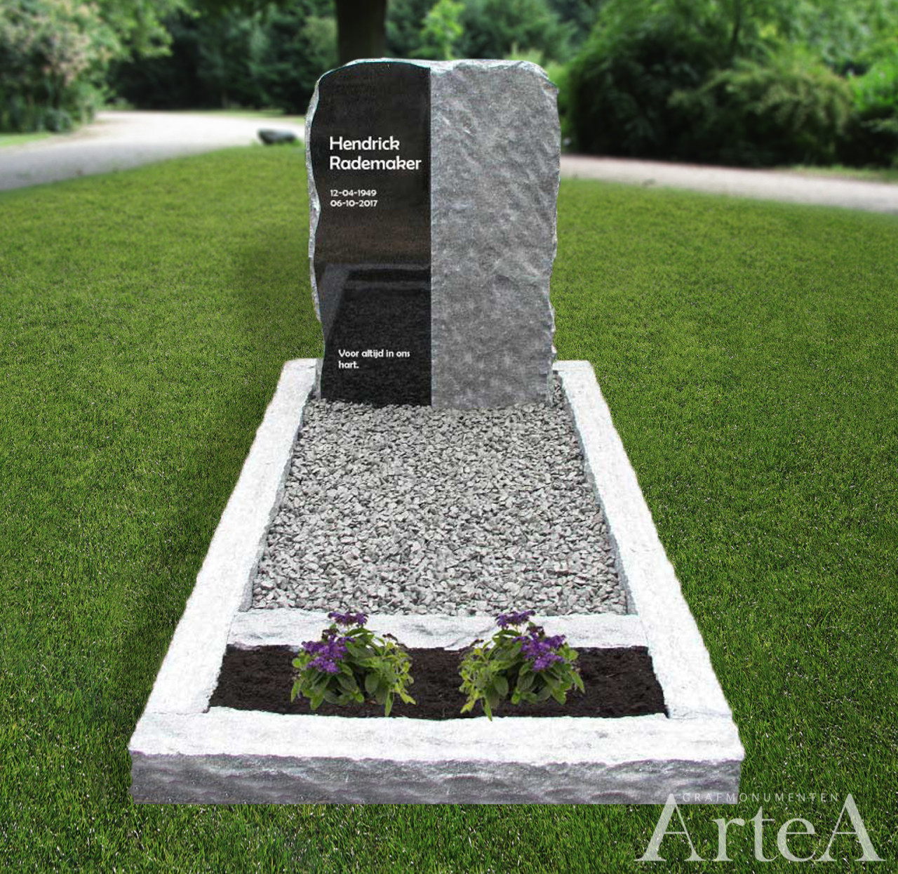 Grafmonument met ruwe kant en gepolijste kant grafstenen met tuin goedkope grafstenen traditioneel