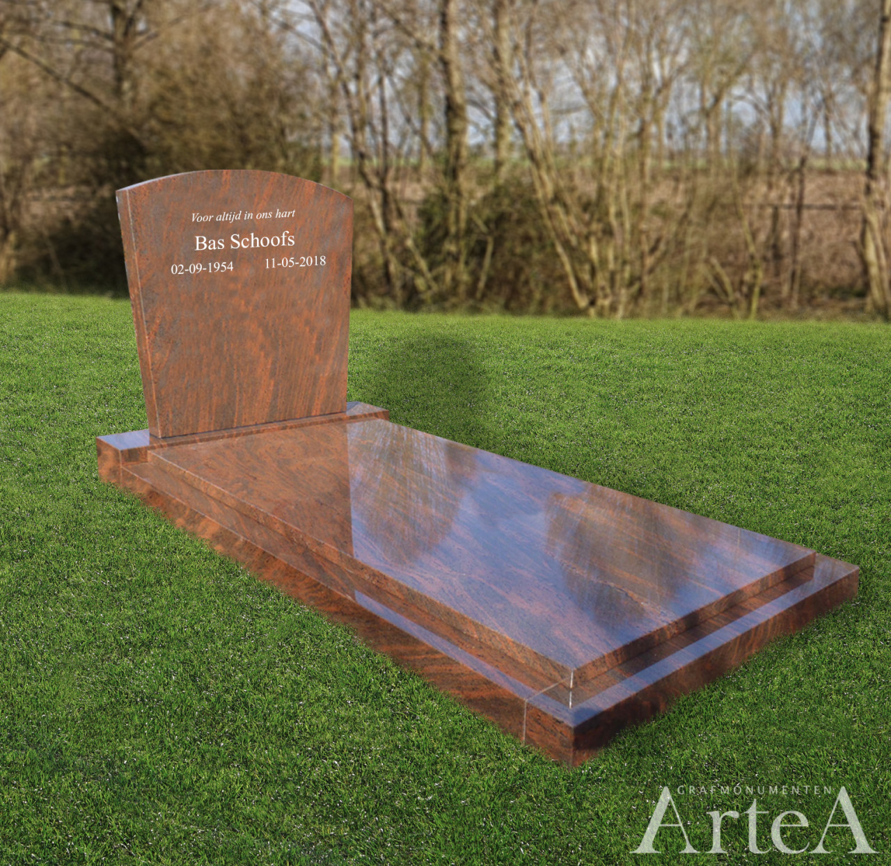 Grafmonument rood graniet grafsteen goedkoop en basis