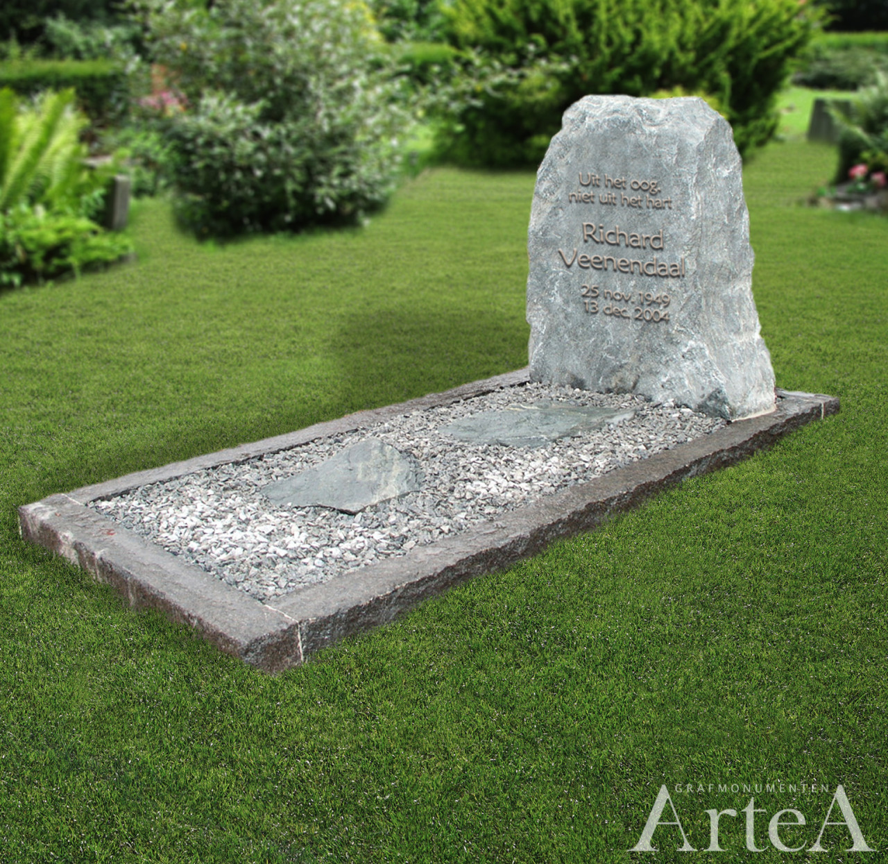 Grafmonument ruw gekapt grote kei graniet