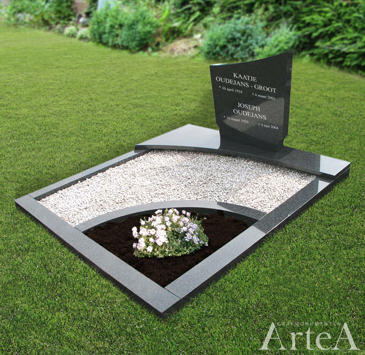 Grafmonumenten dubbel graf zwart graniet