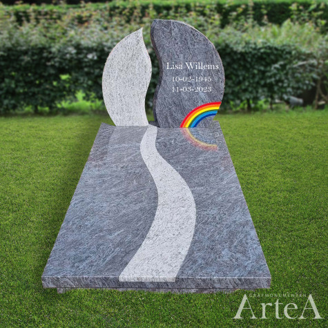 Moderne  Grafsteen met regeboog