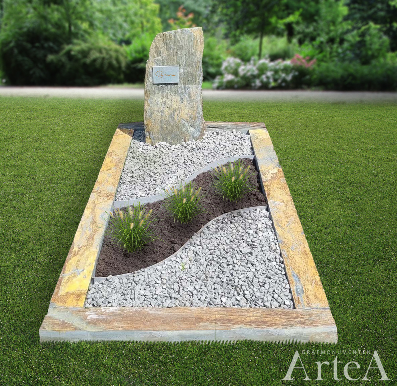 natuurlijke duurzame grafsteen van leisteen