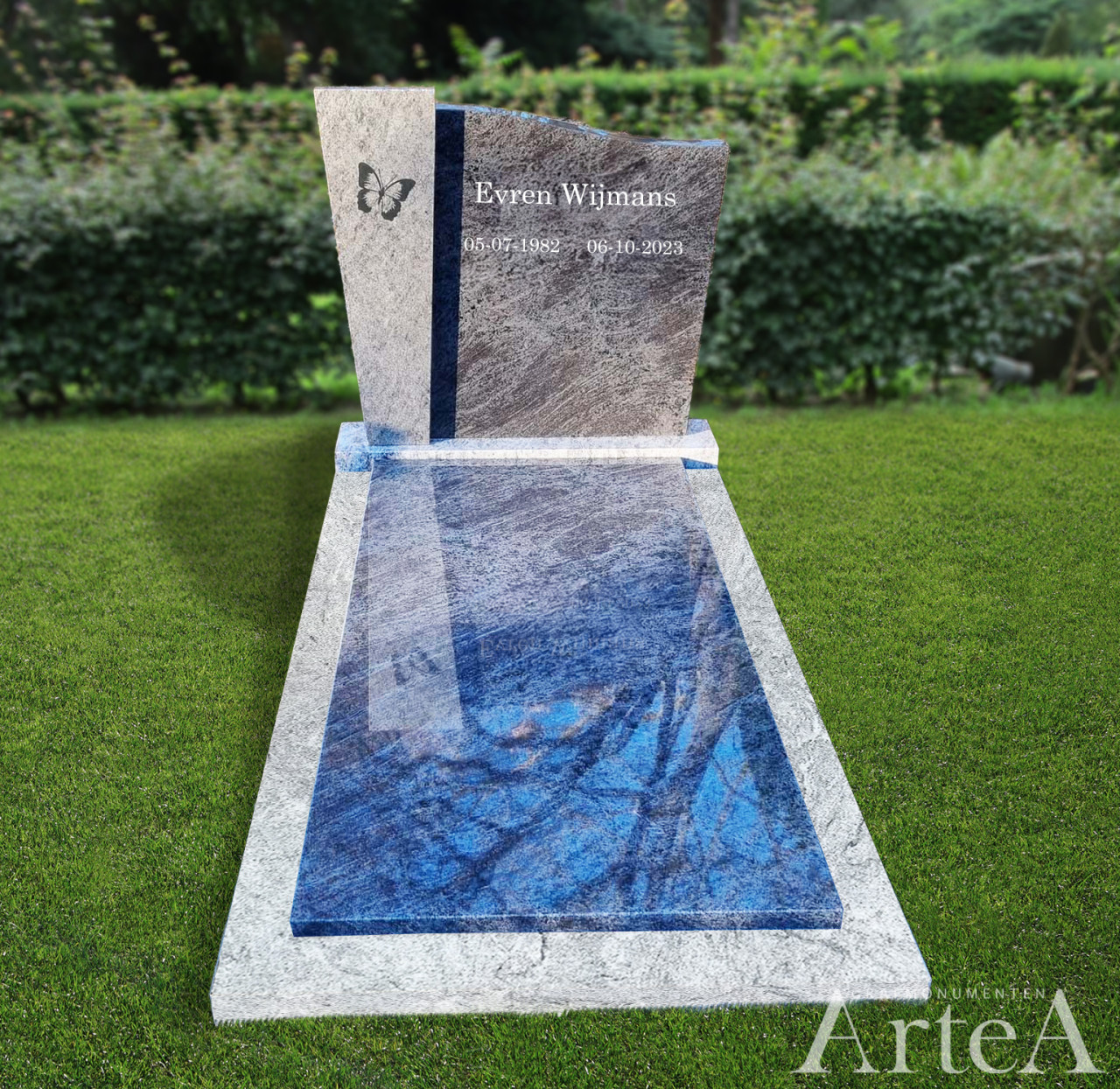 grafmonument met twee kleuren graniet