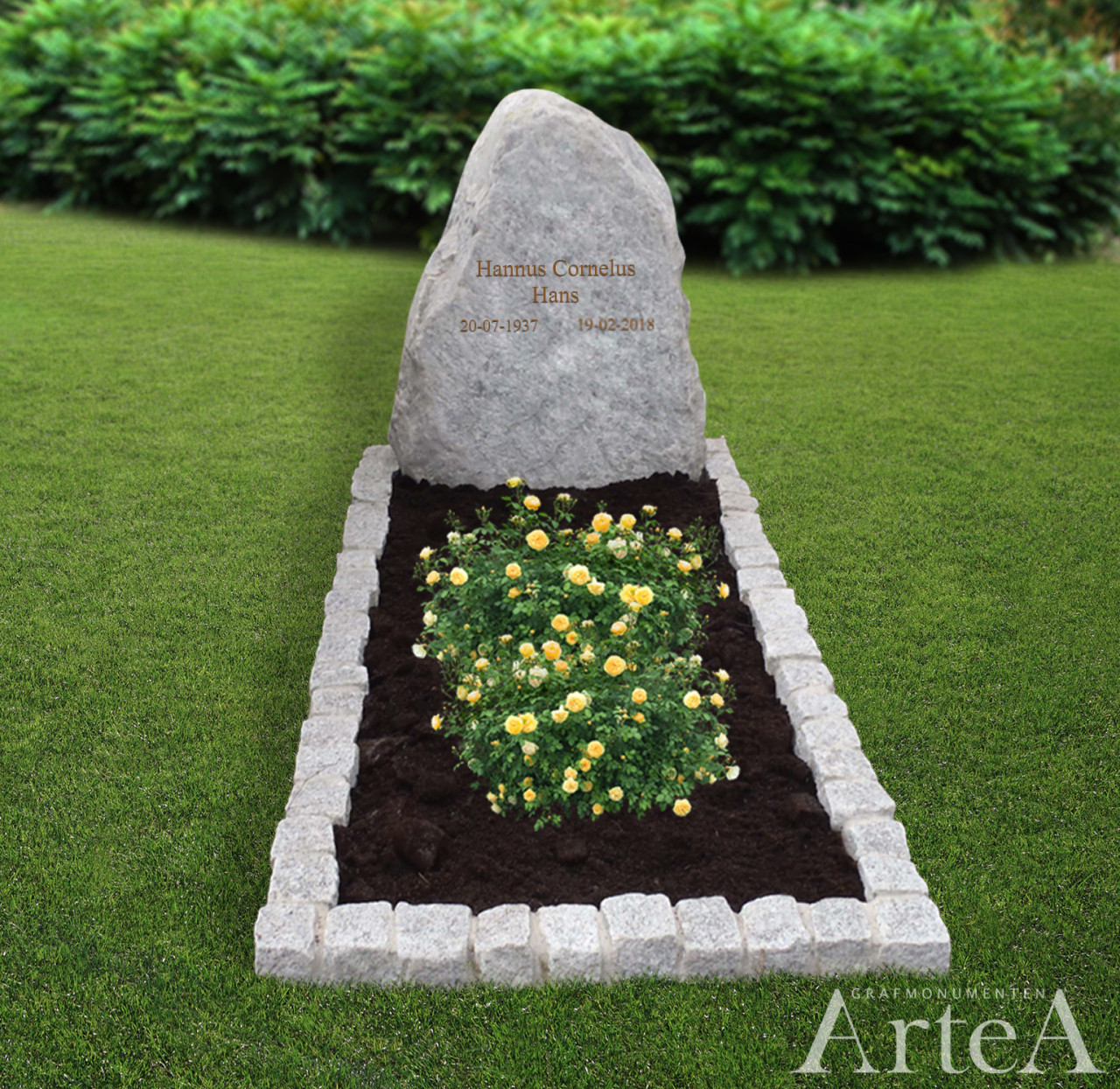 Grafsteen ruwe rots grafmonument met graniet