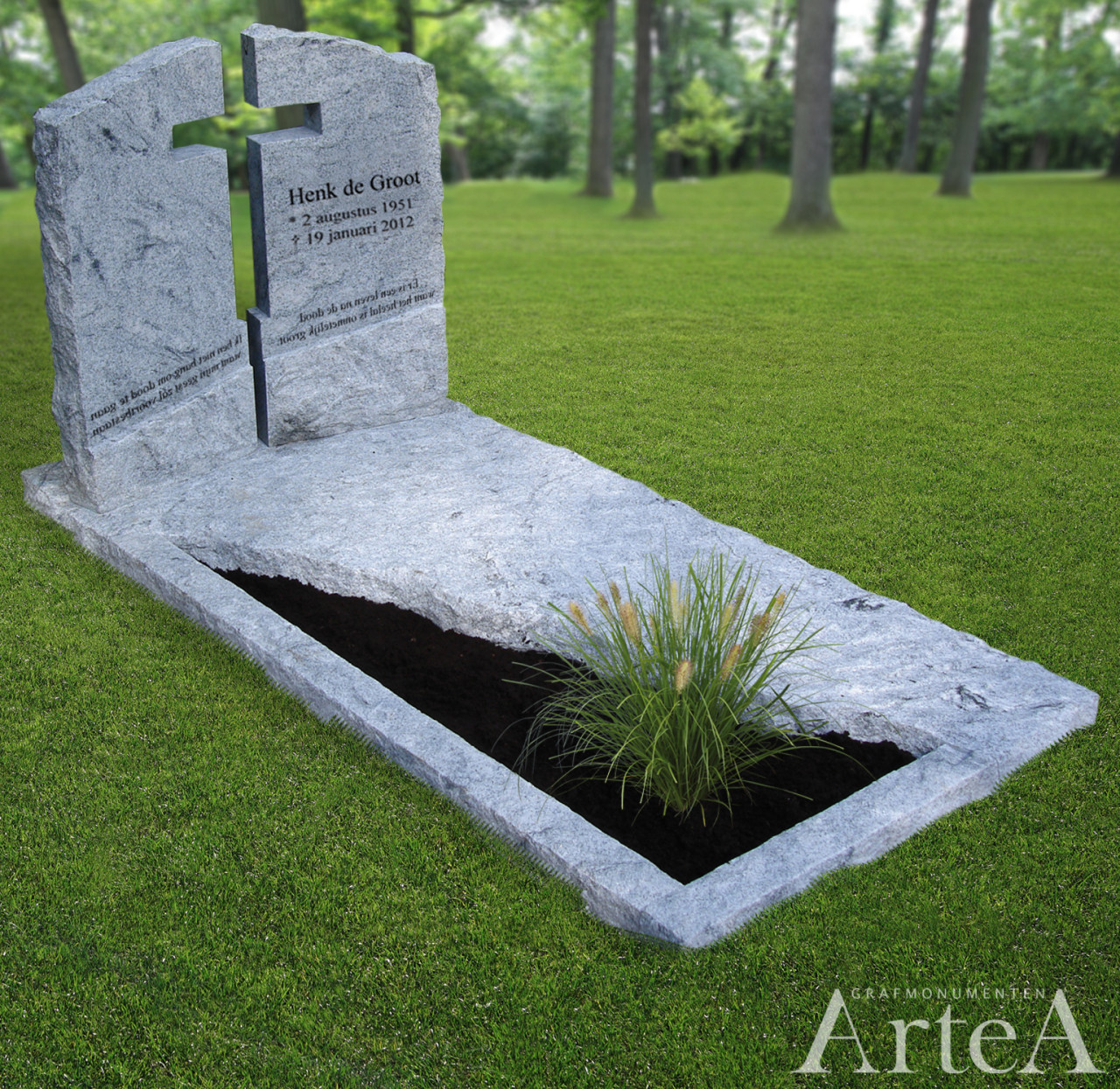 Robuuste grafsteen met kruis