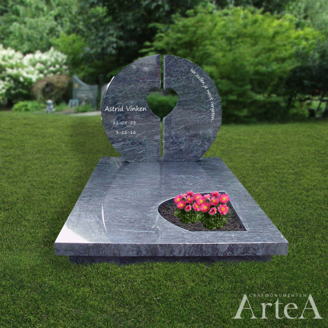 Grafsteen met hart orion graniet grafmonument basis met liefde