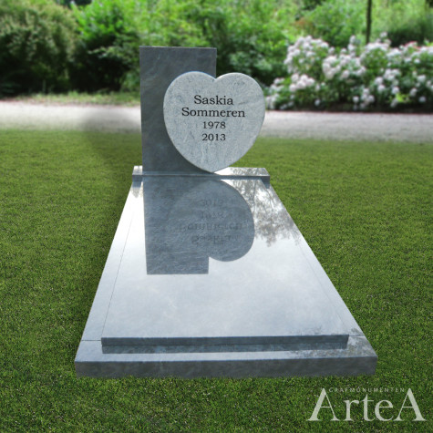 Grafsteen met hart en tekst grafmonument graniet goedkoop