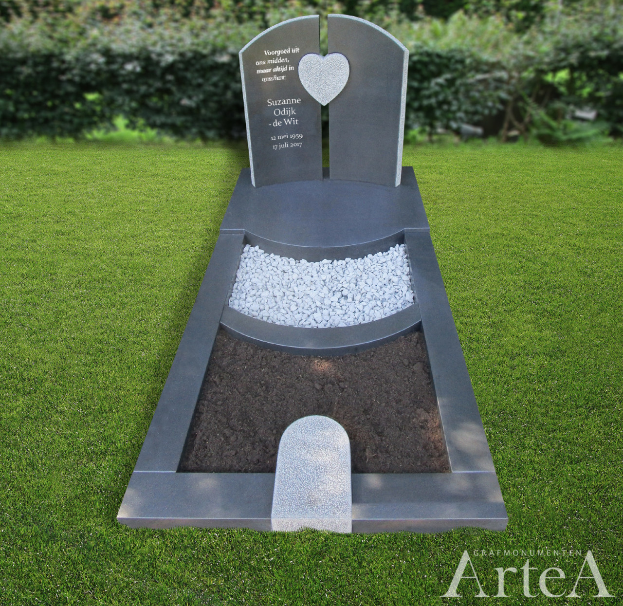 grafmonument met hartvorm natuursteen