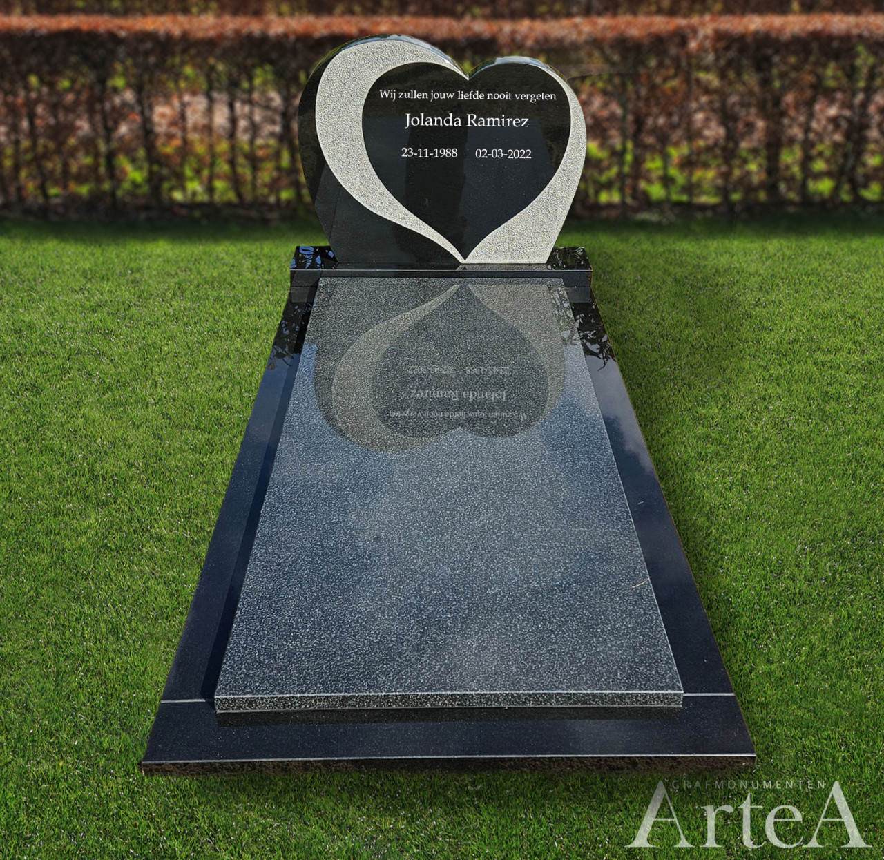 grafmonument met hart natuursteen