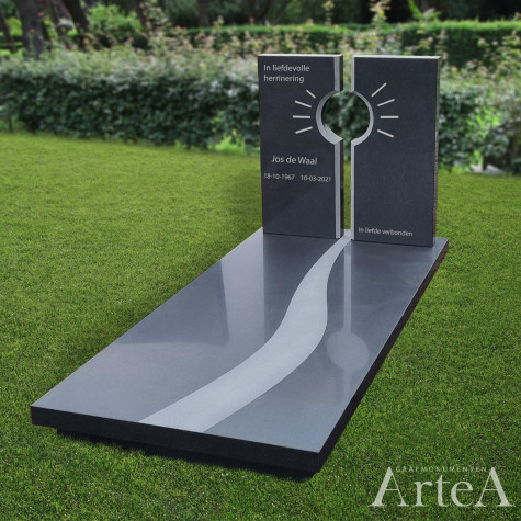 grafsteen met zonnestralen