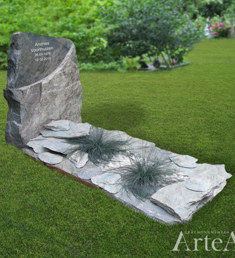 Grafsteen ruwe rots grafmonument met graniet