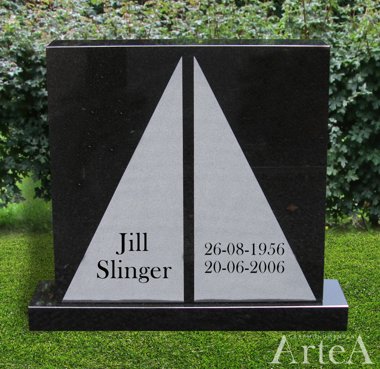 Korte grafsteen met RVS