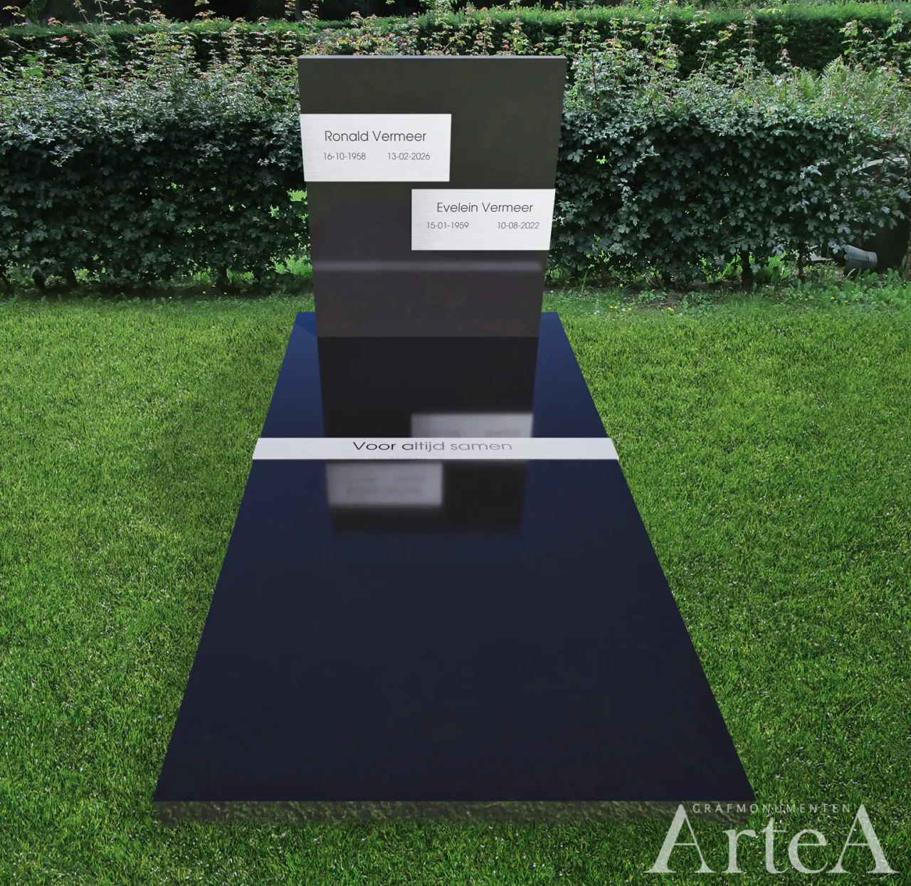 Grafsteen RVS zwart modern donker