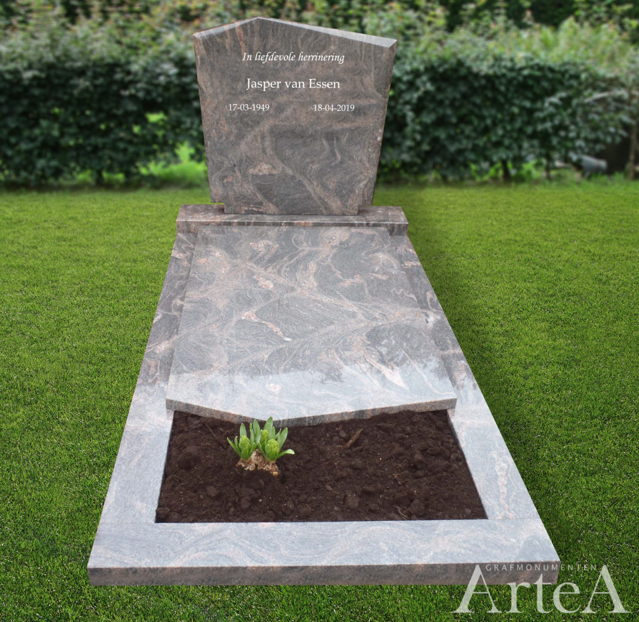 Grafsteen standaard model traditioneel en goedkoop van graniet