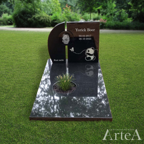 grafsteen voor kind met pandabeer