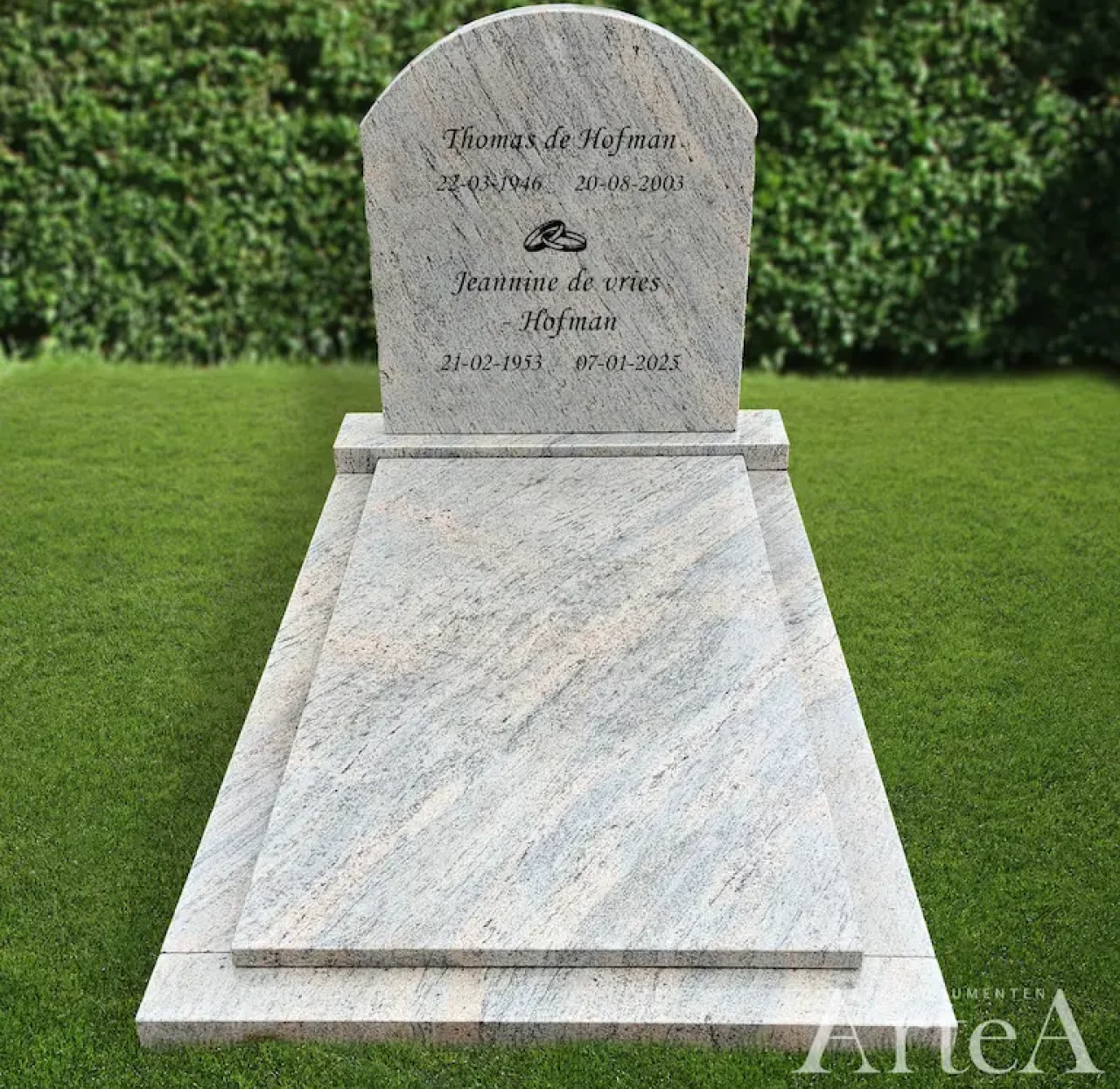 Klassieke grafsteen van wit natuursteen