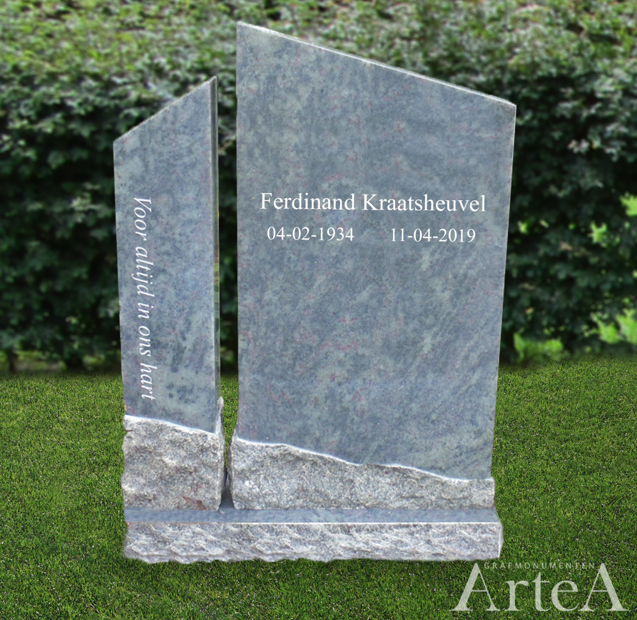 Kort grafmonument ruwe kant en graniet