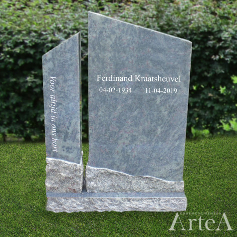 Kort grafmonument ruwe kant en graniet