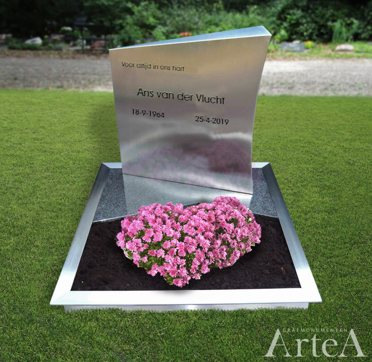 Korte grafsteen van RVS