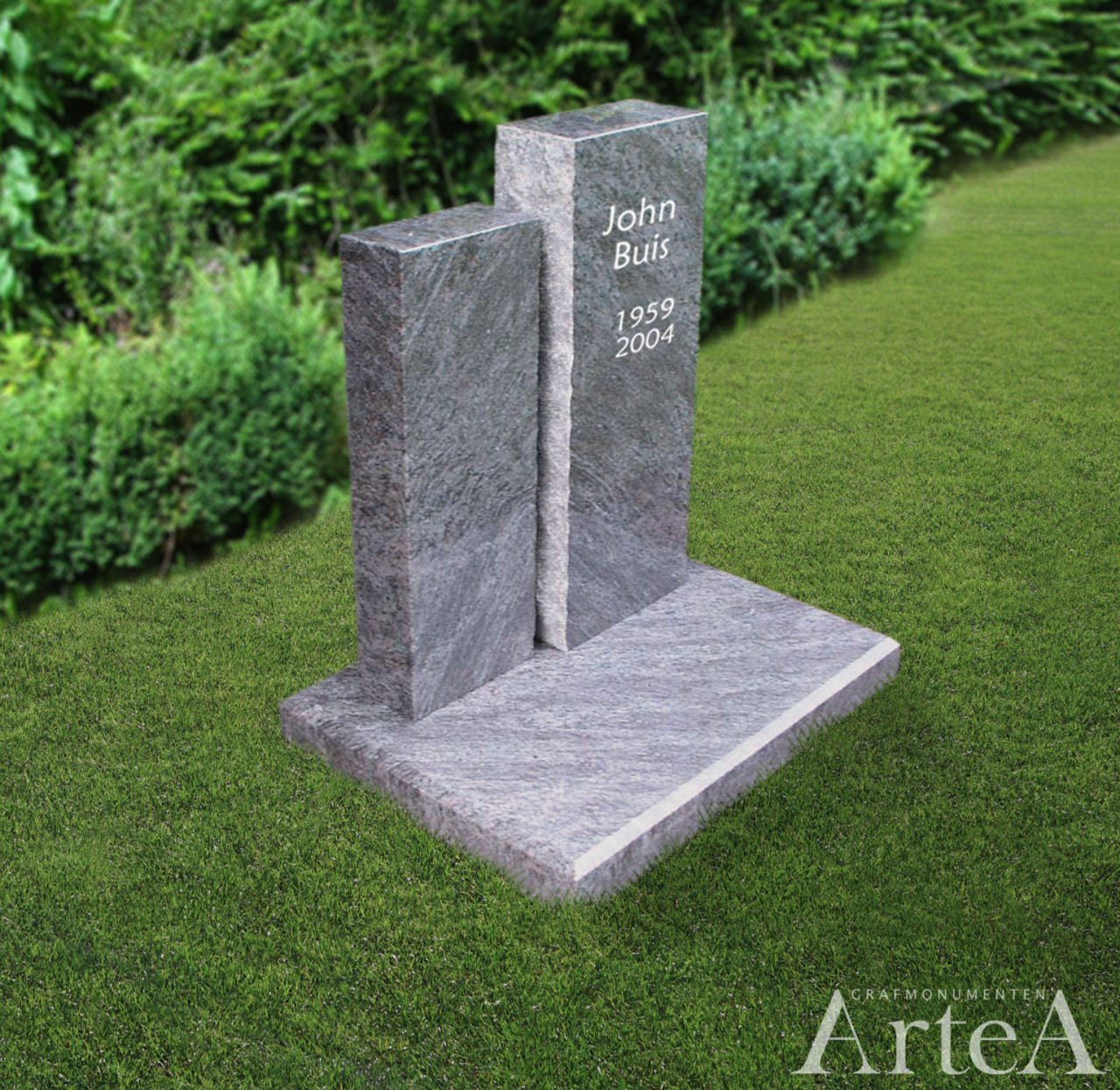 Korte grafsteen blauw graniet